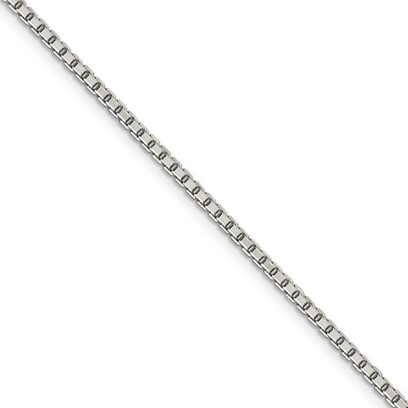 2mm Sterling Silver D/C Solid Octagonal Box Chain Necklace 16 Inch